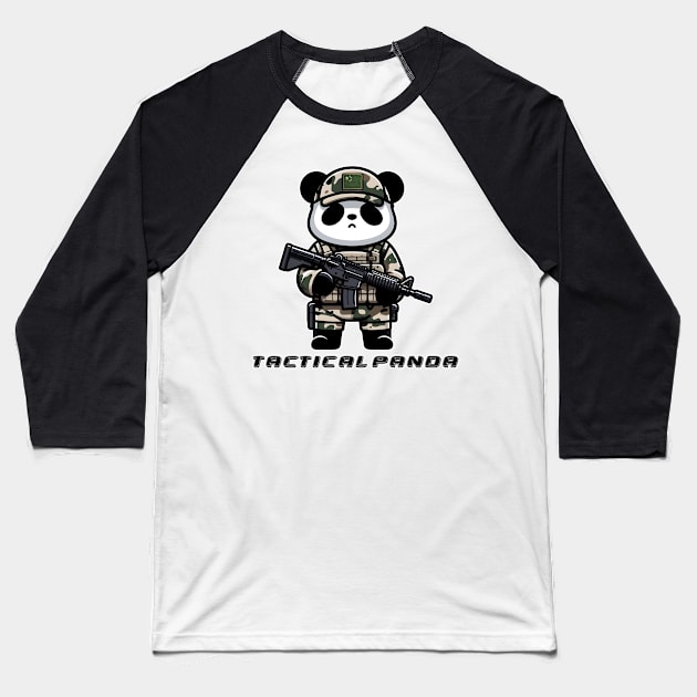 Tactical Panda Baseball T-Shirt by Rawlifegraphic